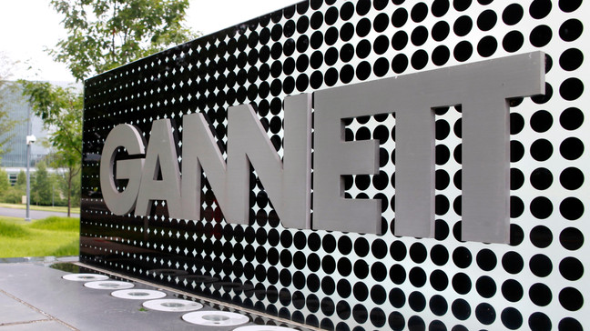 FILE - In this July 14, 2010, file photo, the Gannett Co.headquarters sign stands in McLean, Va. (AP Photo/Jacquelyn Martin, File)