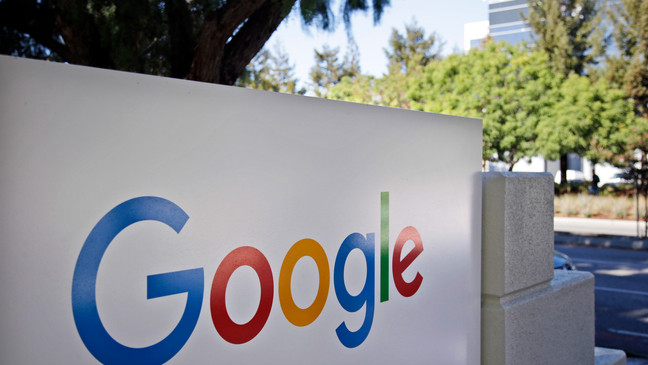 FILE - In this Oct. 20, 2015 file photo is signage outside Google headquarters in Mountain View, Calif. (AP Photo/Marcio Jose Sanchez, File)